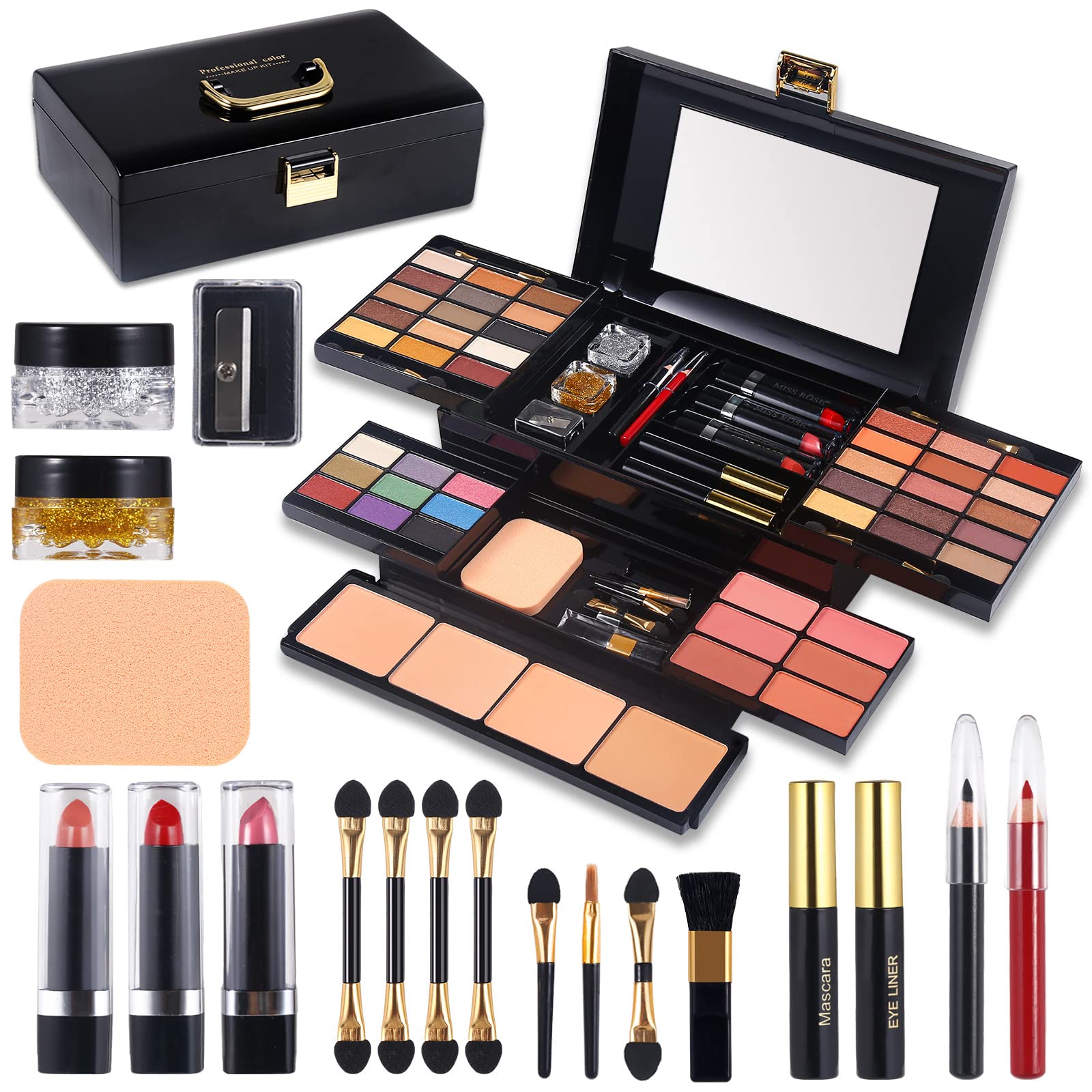 MORNECA professional makeup kit built-in mirror for on-the-go full-face looks
