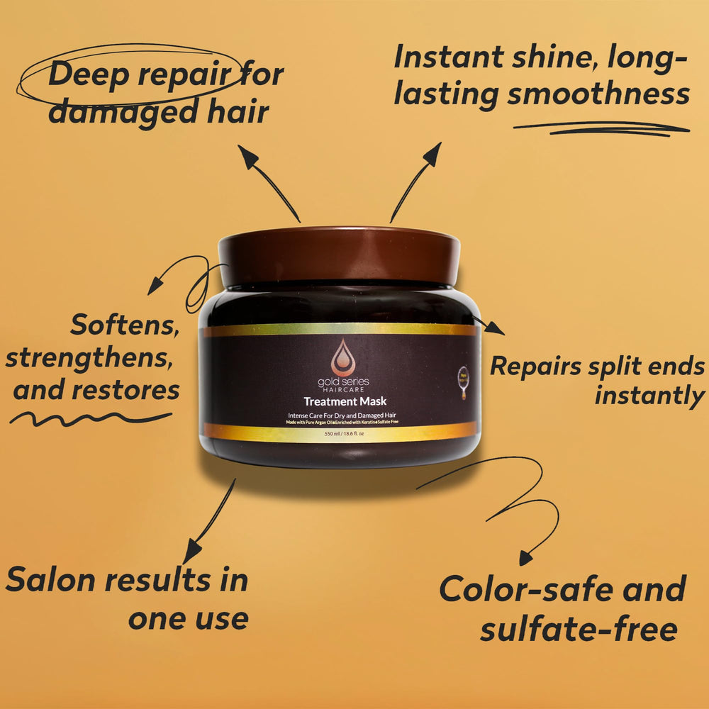 Moroccan Gold Series Curly Hair care mask application focuses on frizz control and definition.