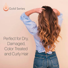 Moroccan Gold Series Deep Hydration hair mask texture swatch emphasizes softness and shine.