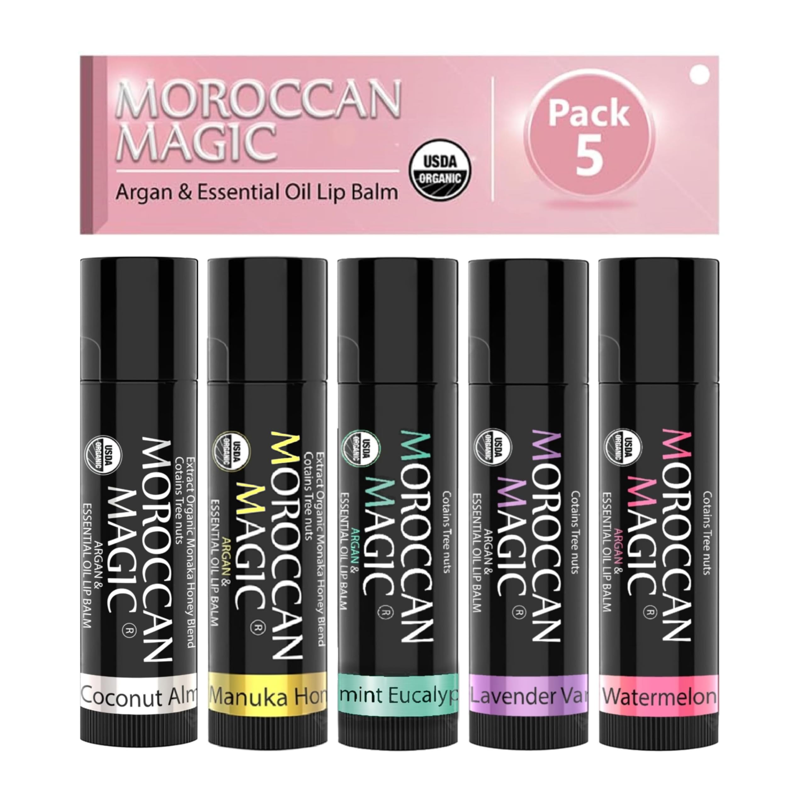 Moroccan Magic lip balm variety pack rose with ultra-nourishing hydration for soft lips