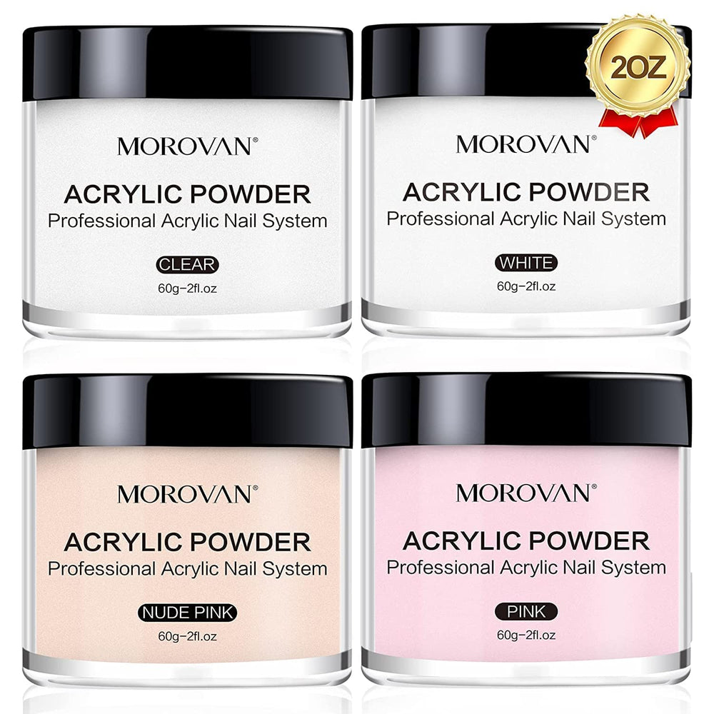 Morovan acrylic nail powder set four-color palette for extensions and style
