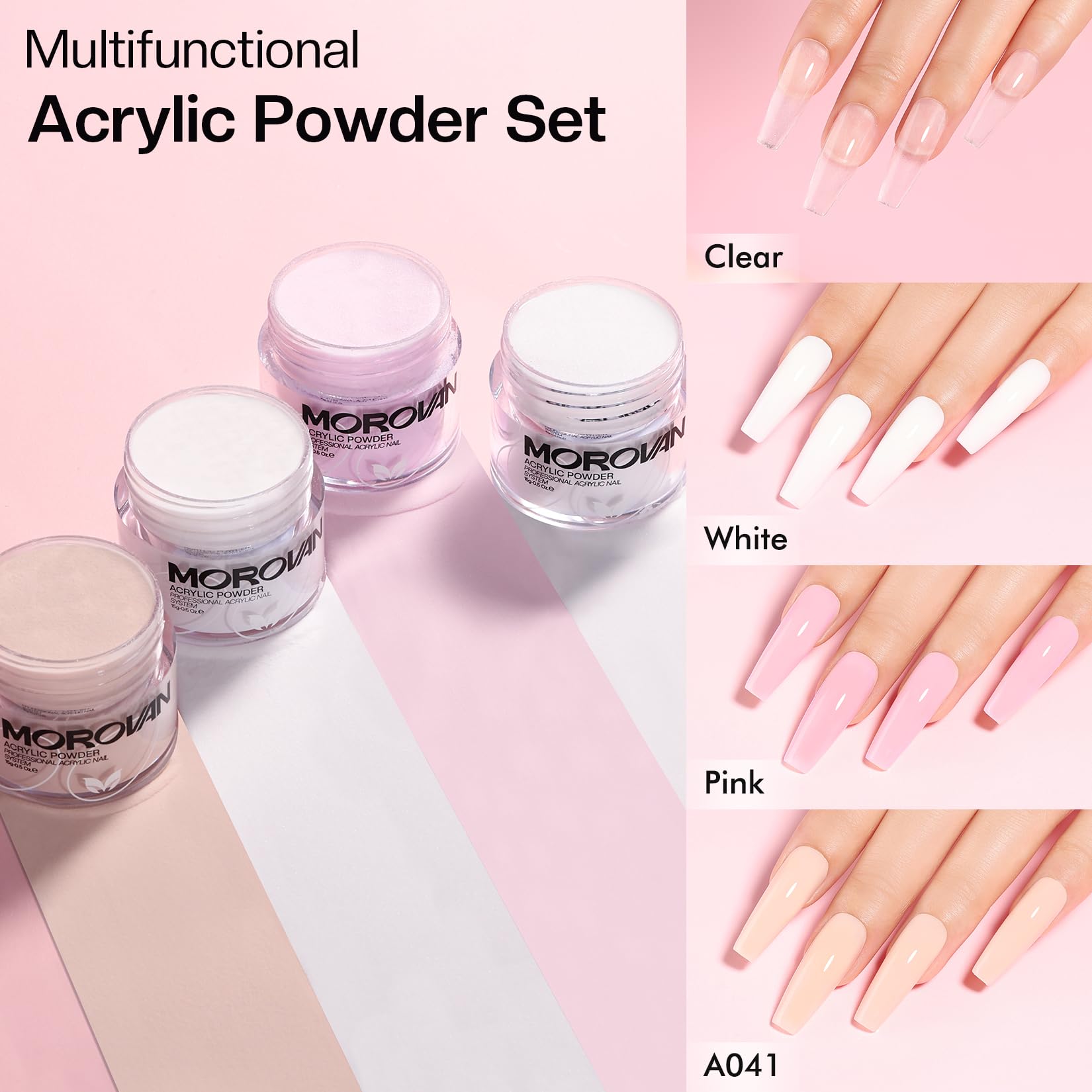 Morovan acrylic powder colors set for custom shades.