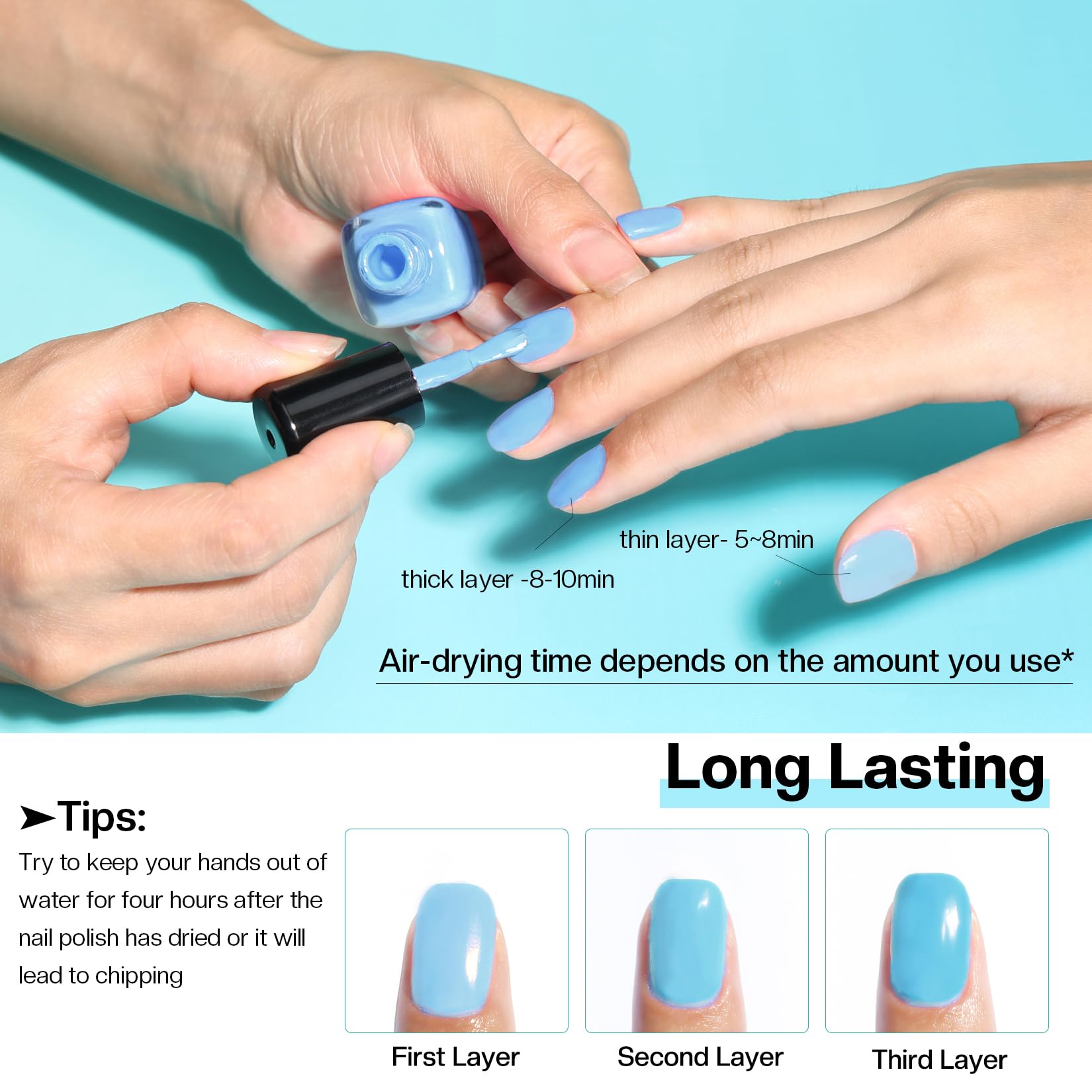 Morovan air-dry formula in action for mess-free manicure on the go