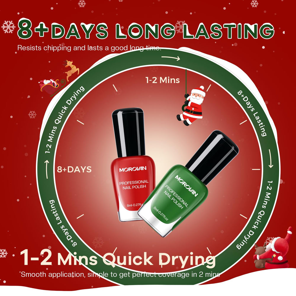 Morovan Christmas nail polish glitter-red for festive shimmer.