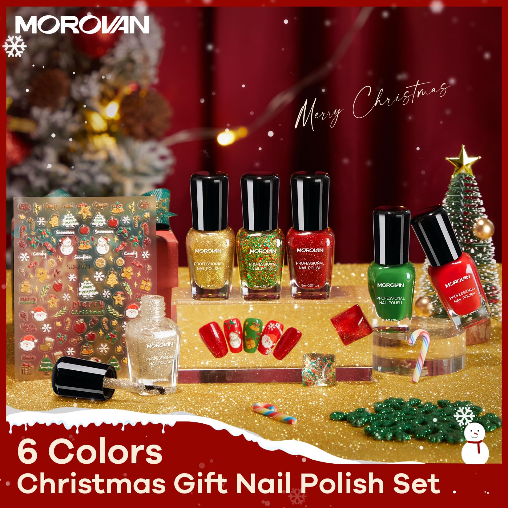Morovan Christmas nail polish green for vibrant holiday style.