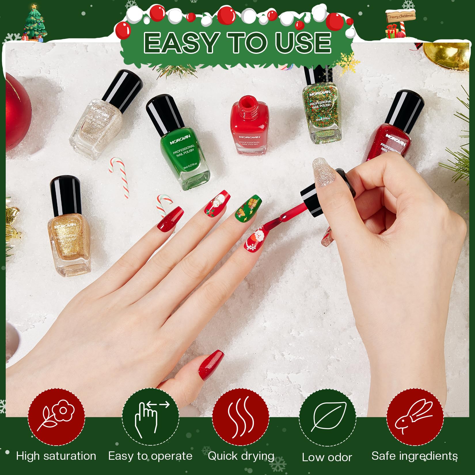 Morovan Christmas nail polish quick-dry formula for fast manicures.