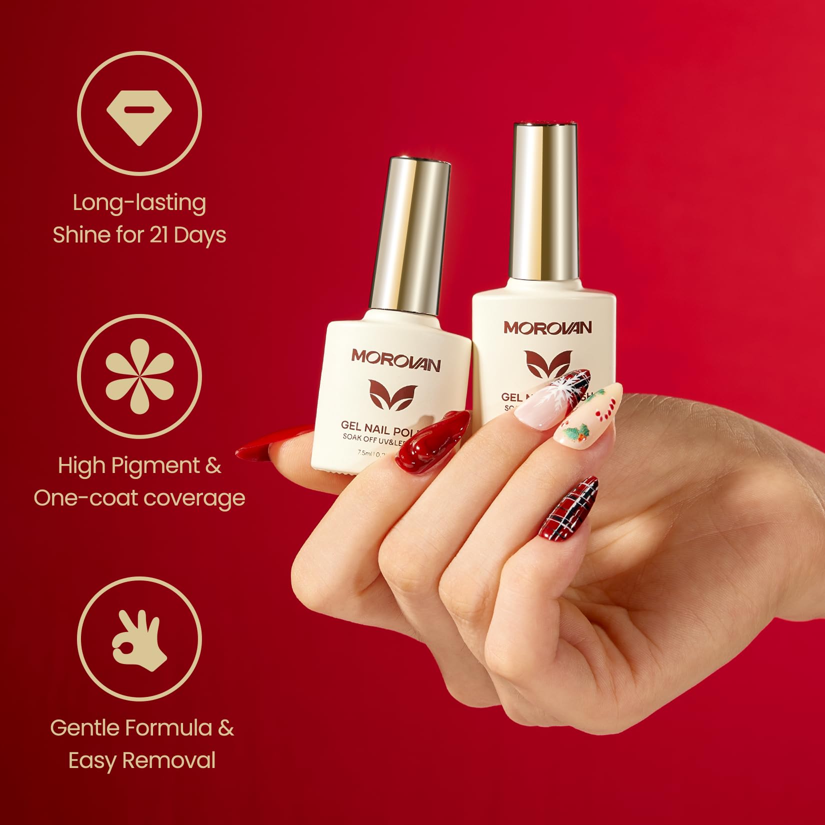 Morovan gel nail polish green-glitter bottle adds festive sparkle to manicures