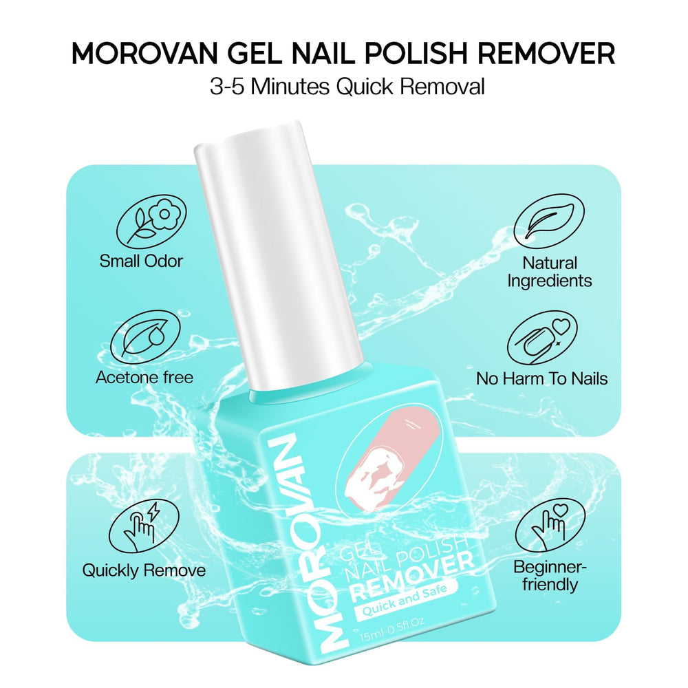 Morovan gel remover kit contents spread for efficient manicure prep