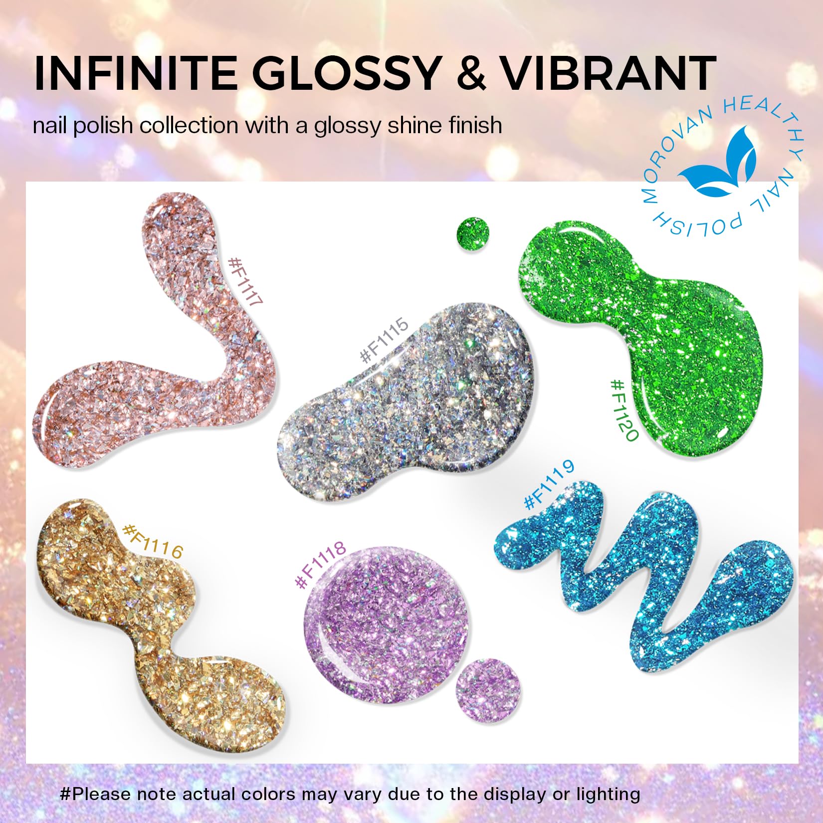 Morovan Glitter Nail Polish Set applying on natural nails delivers smooth, streak-free coverage.