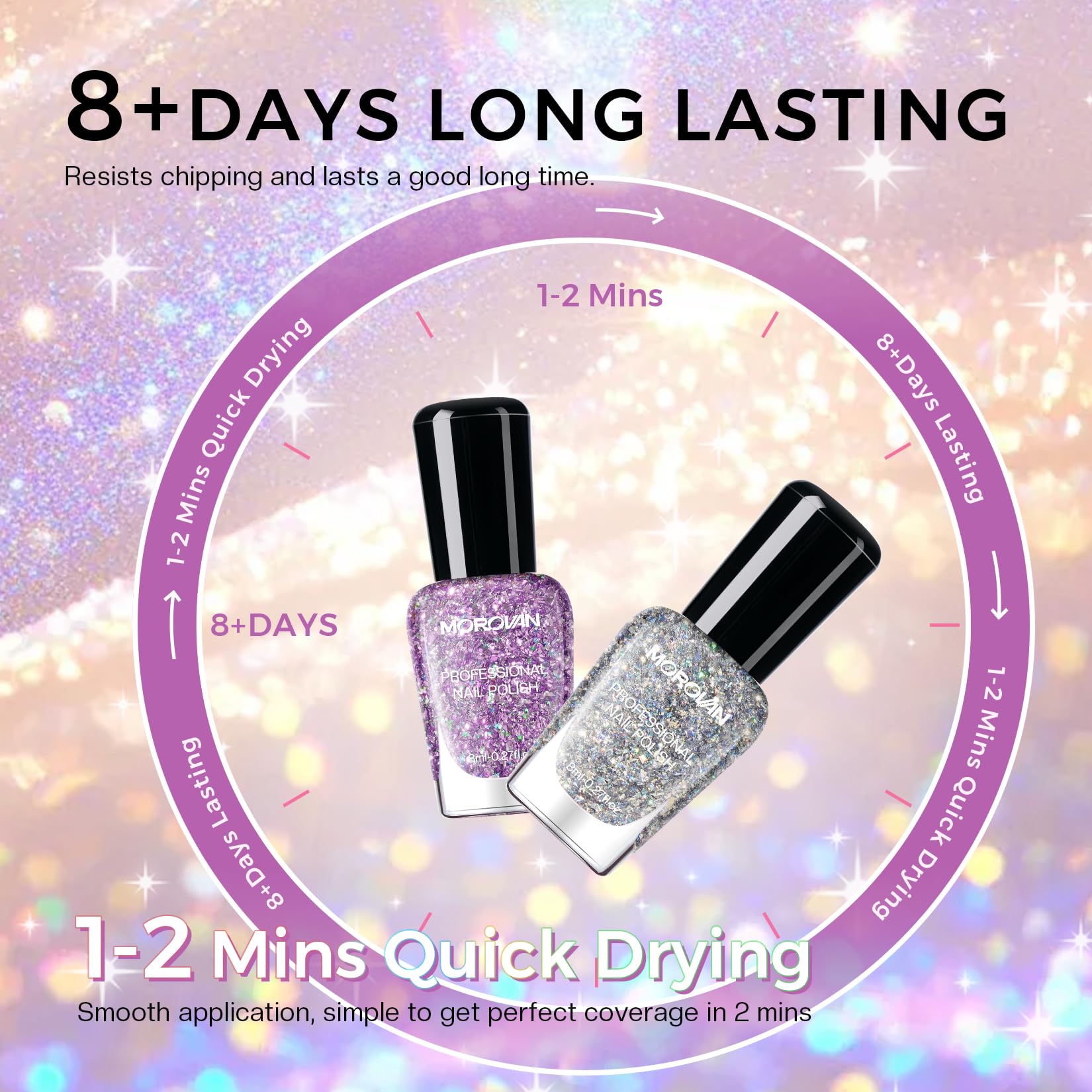 Morovan Glitter Nail Polish Set gift-pack idea for women and DIY lovers.