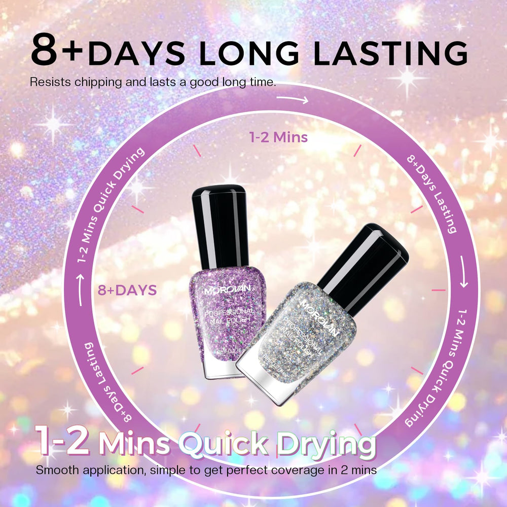 Morovan Glitter Nail Polish Set gift-pack idea for women and DIY lovers.