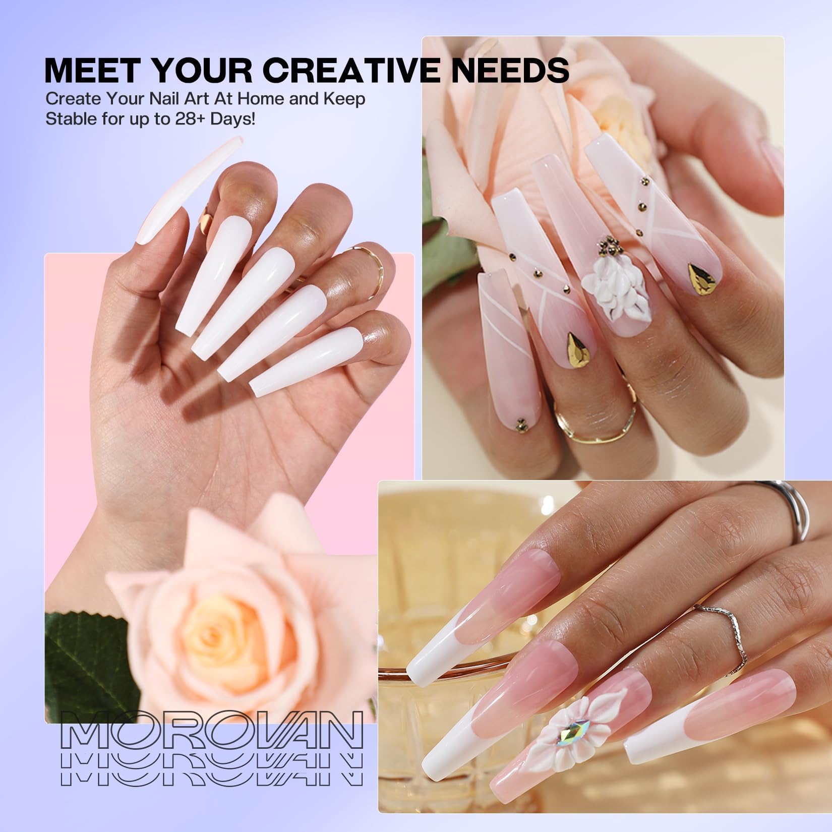 Morovan monomer liquid ideal for professional use and DIY nails.