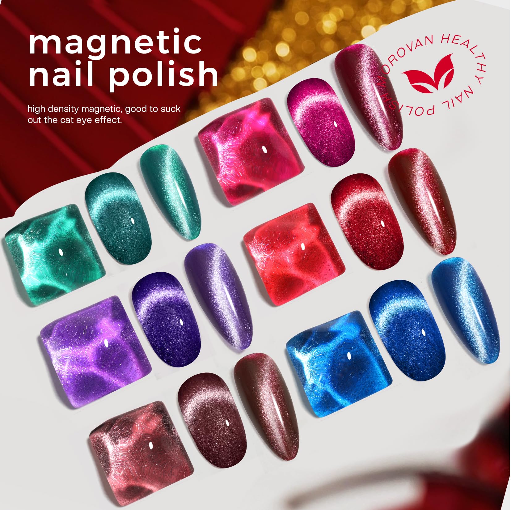 Morovan magenta cat eye polish brings vivid party-ready shine.