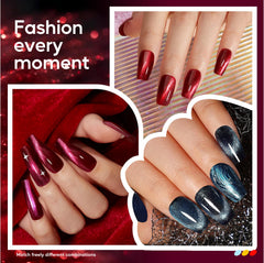 Morovan red cat eye nail polish creates bold everyday glamour.