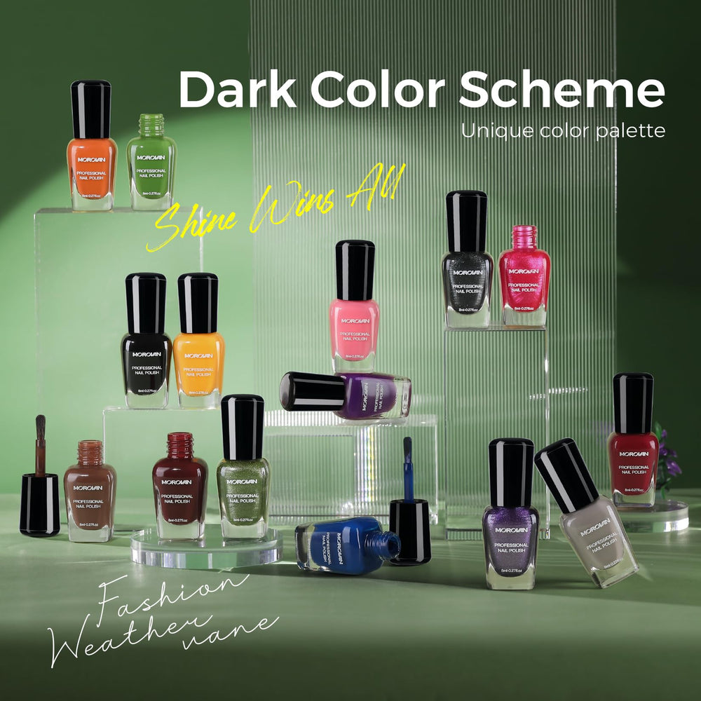 Morovan nail-polish-set-dark-red highlights rich color for sophisticated work-to-evening transitions.