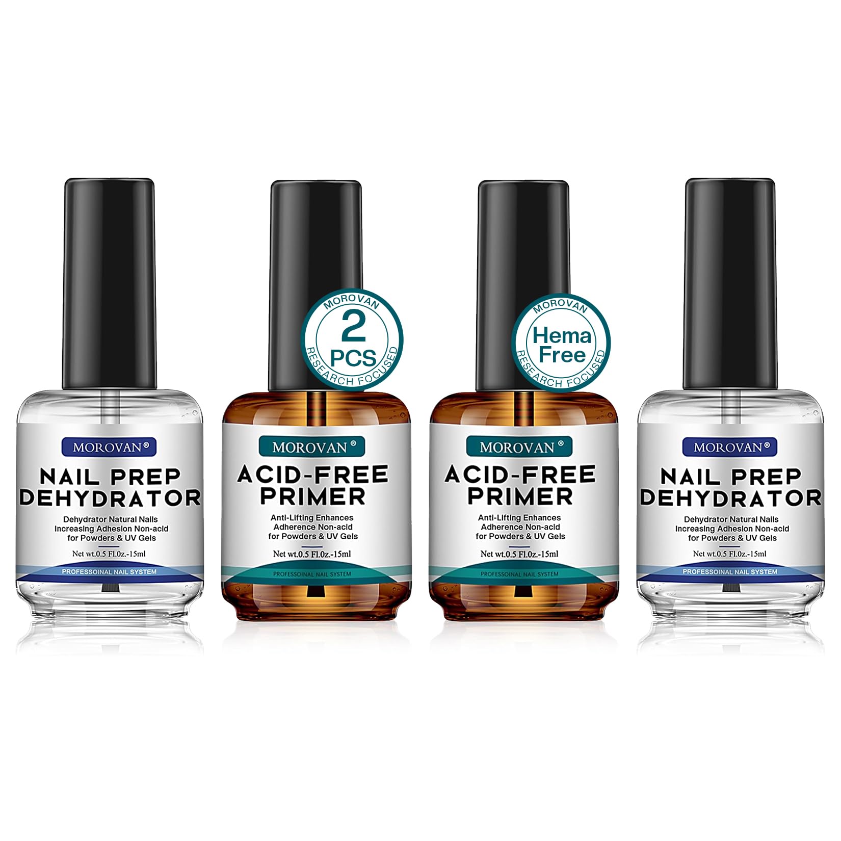 Morovan nail prep dehydrator bottle ready-to-use for oil removal and better adhesion