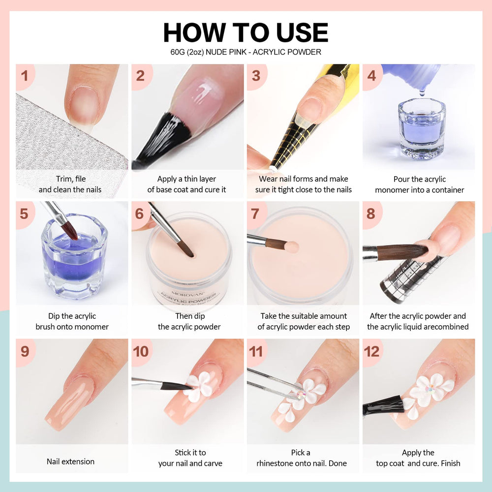 Morovan no-lamp cure acrylic powder allows quick DIY nails with minimal equipment