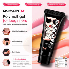 Morovan slip solution aids smooth gel application and quick nail removal for cleaner results.
