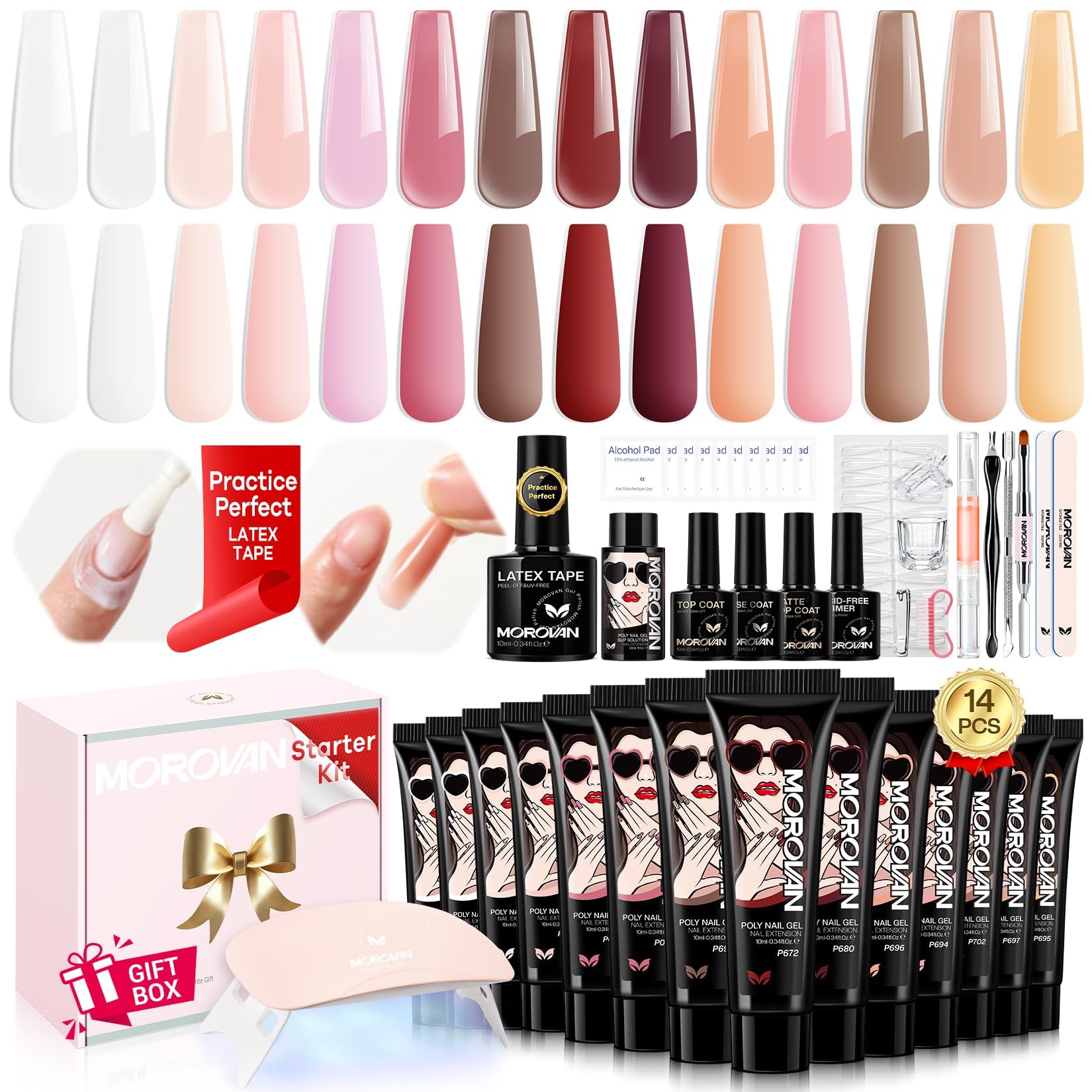 Morovan poly gel kit UV lamp in action, delivering quick cure for glossy nails at home.