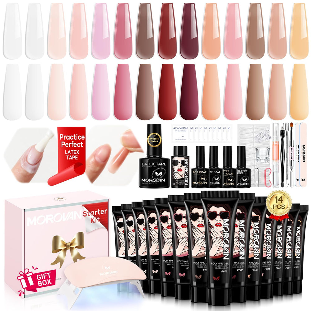 Morovan poly gel kit UV lamp in action, delivering quick cure for glossy nails at home.