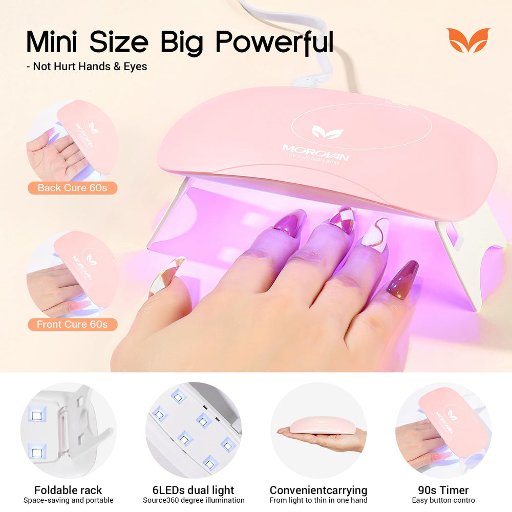 Morovan poly gel nail kit hand extension demonstrates DIY manicure at home.