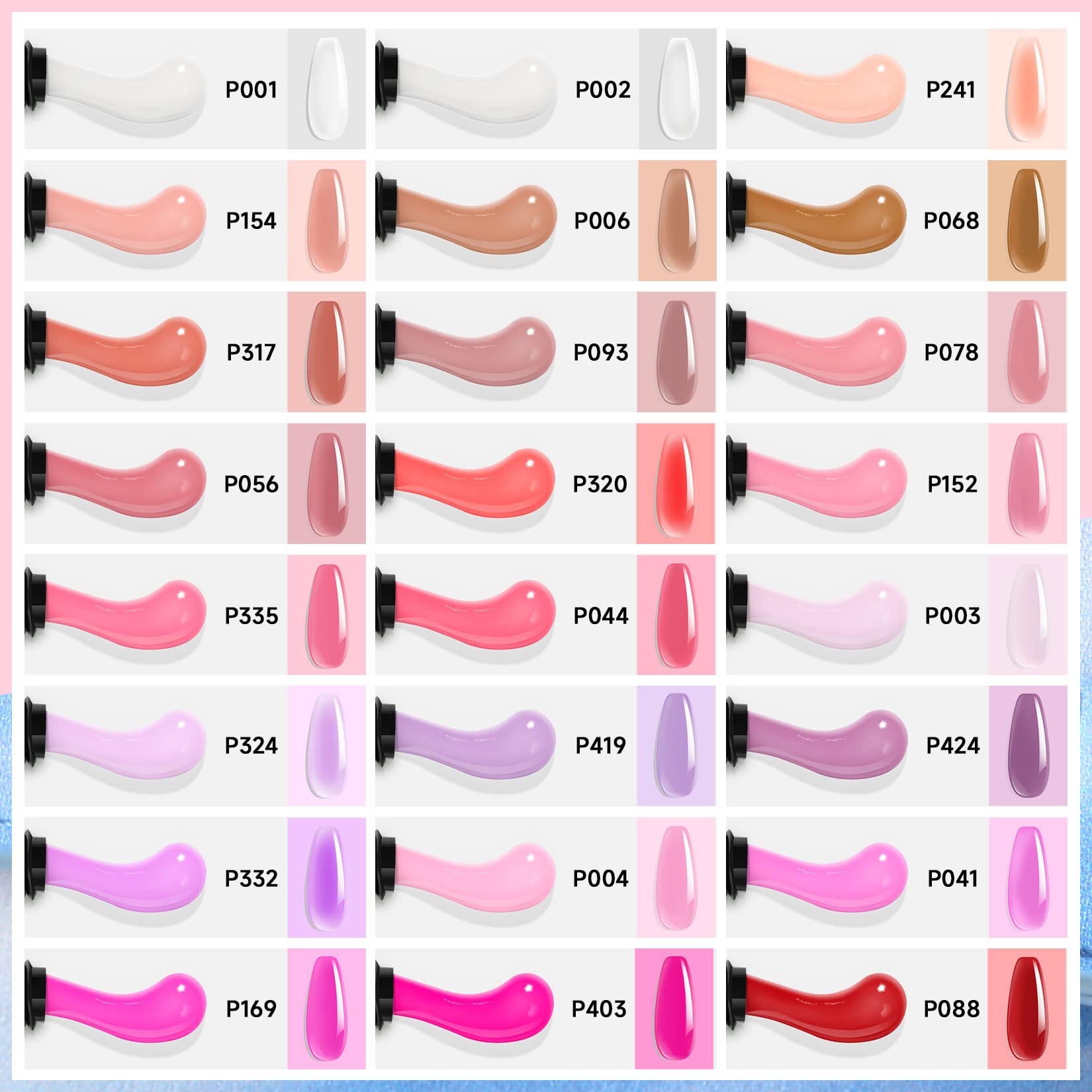 Morovan Poly Gel Nail Set color mix and match for custom designs.