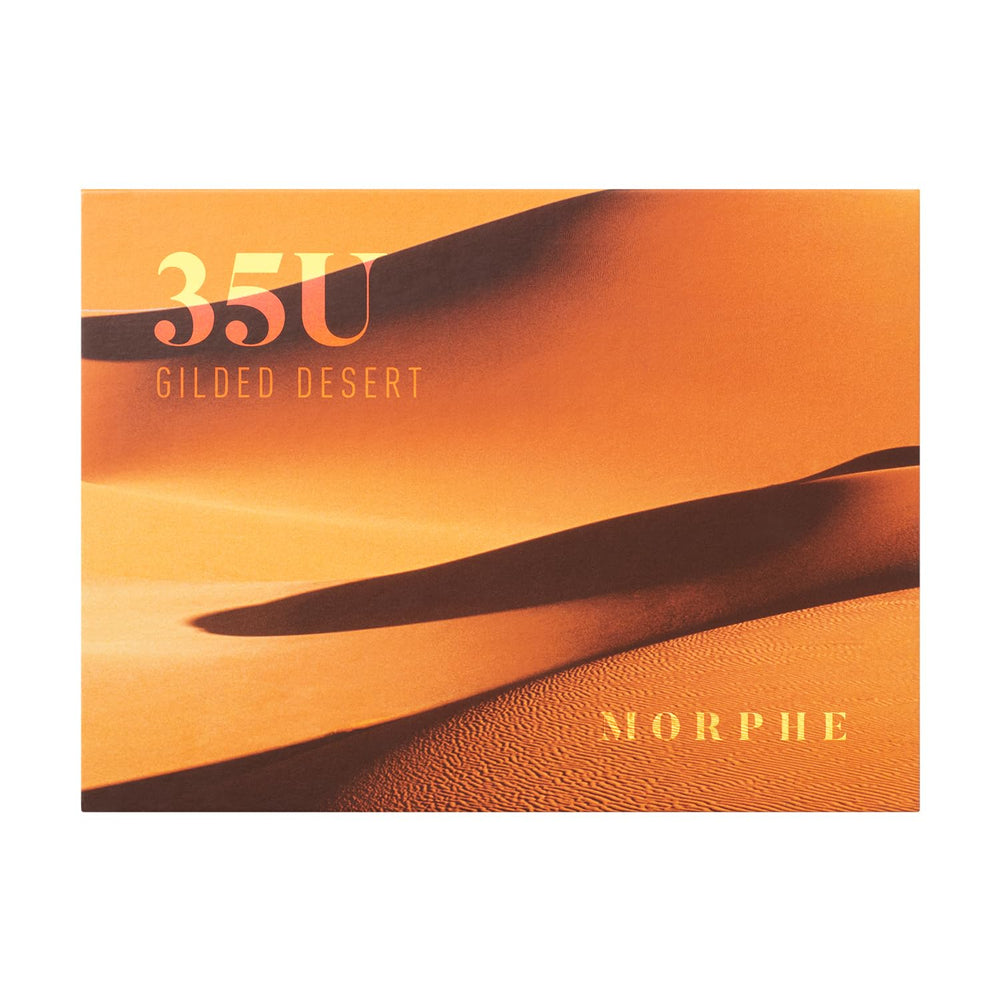 Morphe 35U Desert Palette swatches show cool neutrals for versatile wear.