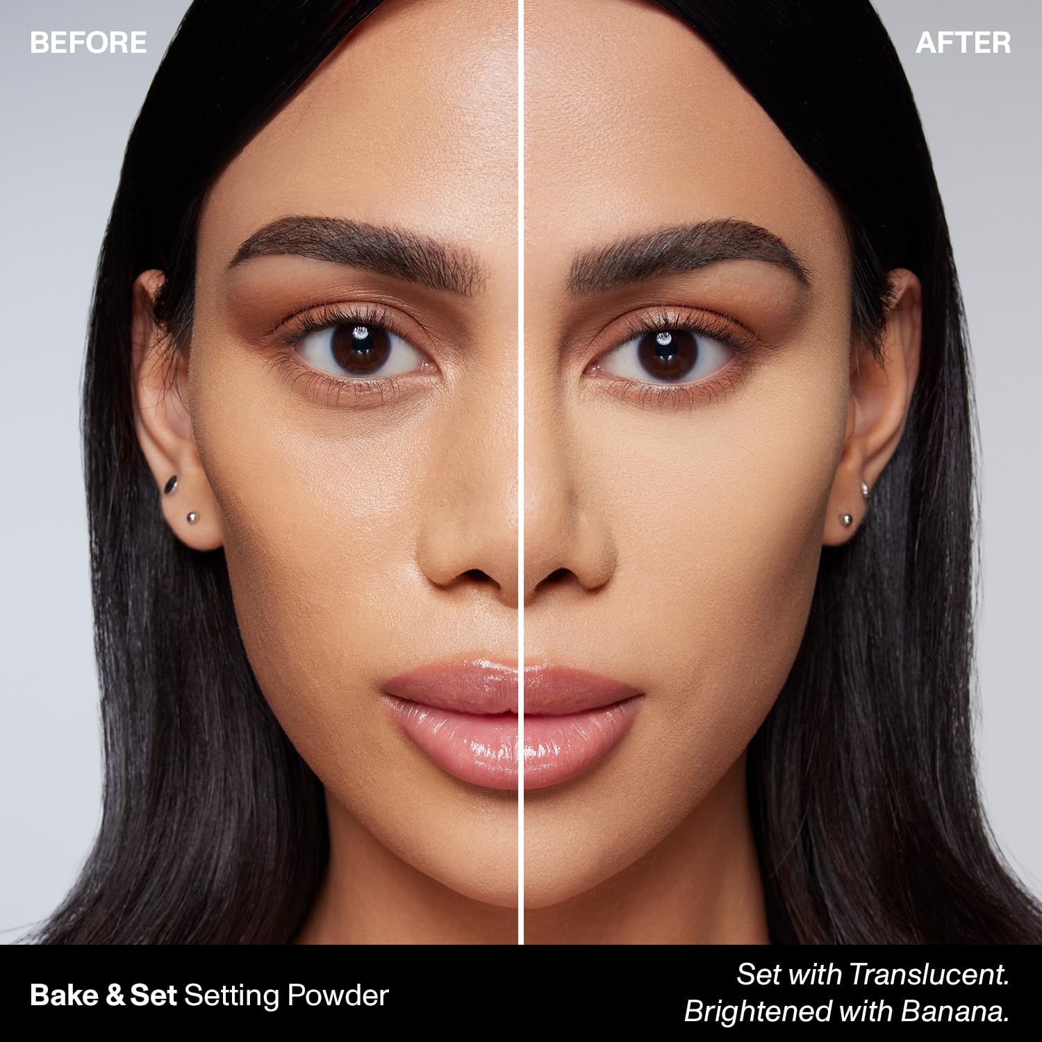 Morphe Bake & Set powder applied with brush delivers effortless setting for a seamless complexion.