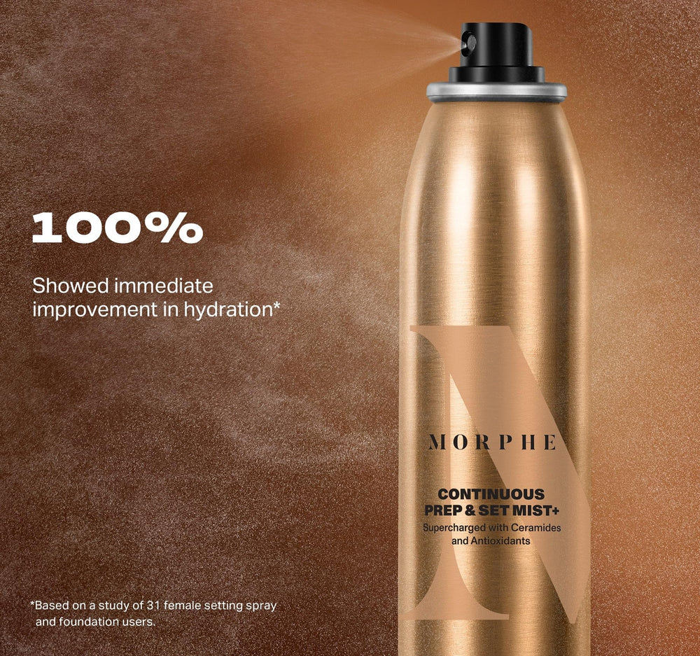 Morphe Continuous Prep & Set Spray electrolytes and antioxidants for radiant finish