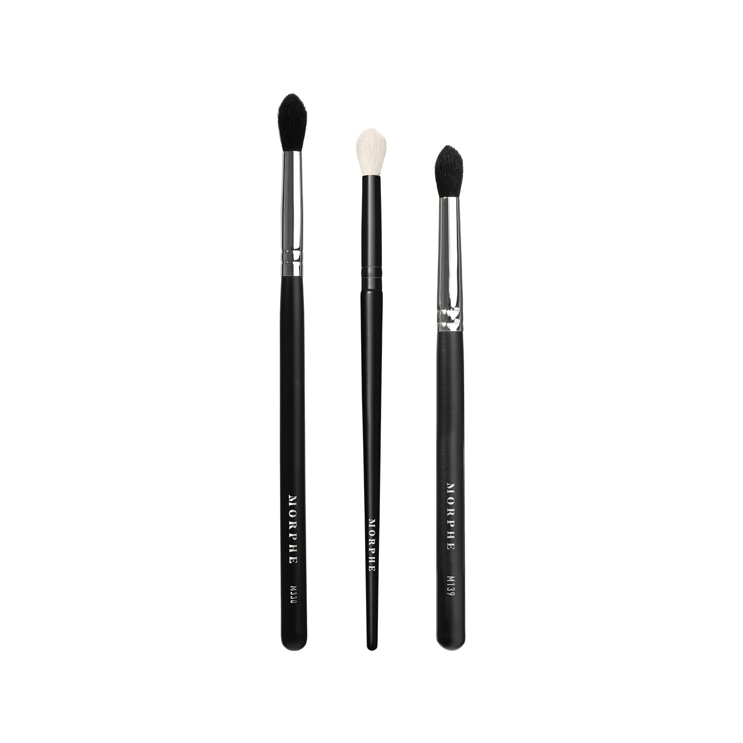 Morphe crease blending trio shows M330, M139, and M506 for seamless crease definition.