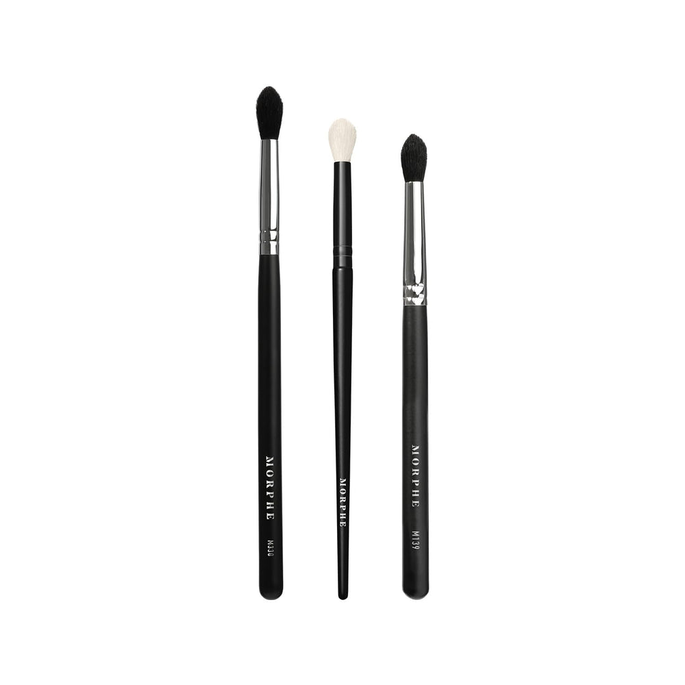 Morphe crease blending trio shows M330, M139, and M506 for seamless crease definition.
