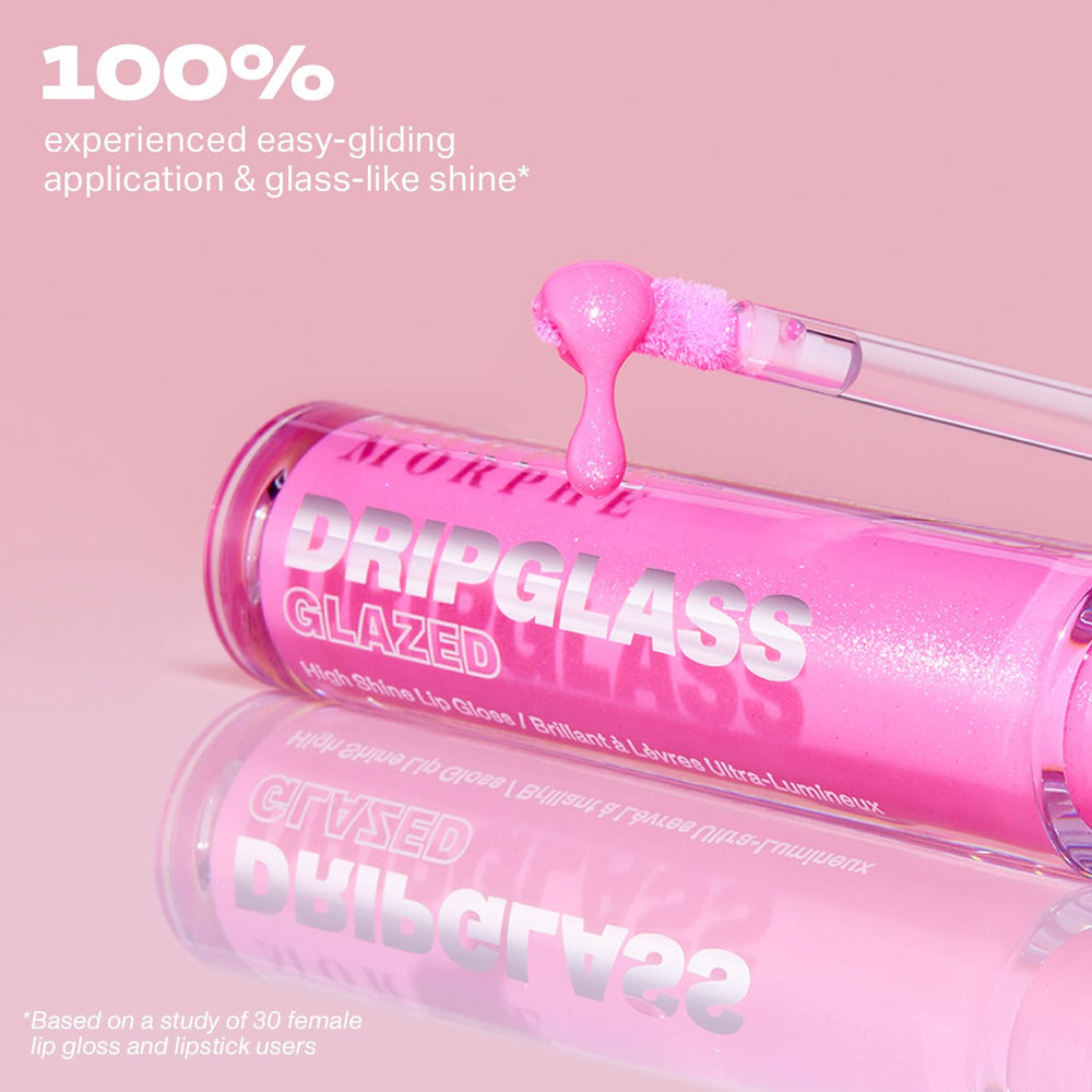 MORPHE Dripglass mauve shade on lips demonstrates glassy shine