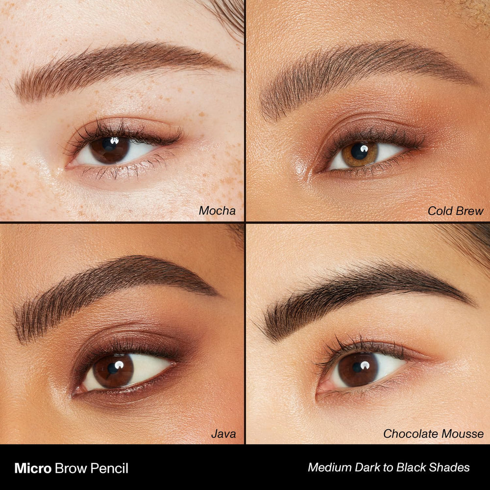 MORPHE Lápiz cejas micro dual permite trazo preciso sin tirar.