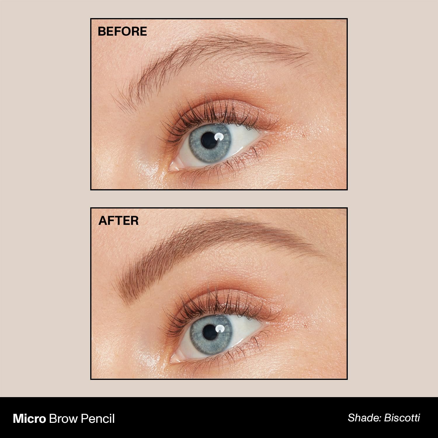 Morphe Micro Dual Eyebrow Pencil Biscotti retractable design for smooth, tug-free application