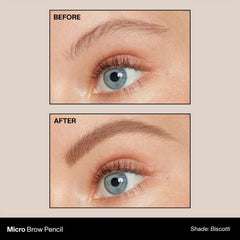 Morphe Micro Dual Eyebrow Pencil Biscotti retractable design for smooth, tug-free application