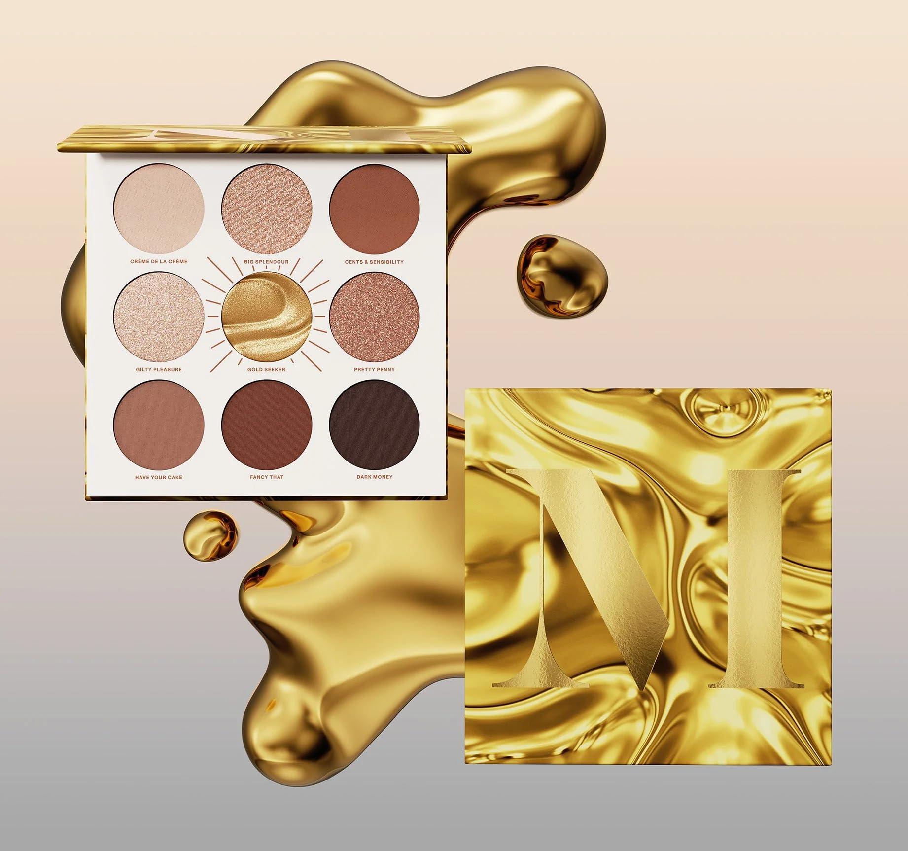 Morphe Rich & Foiled Artistry Palette brush-and-mist usage for molten shine.