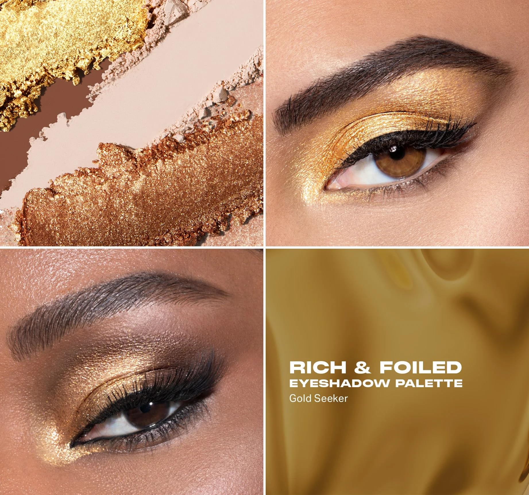 Morphe Rich & Foiled Artistry Palette Molten Metal application shows dramatic wet or dry shine.