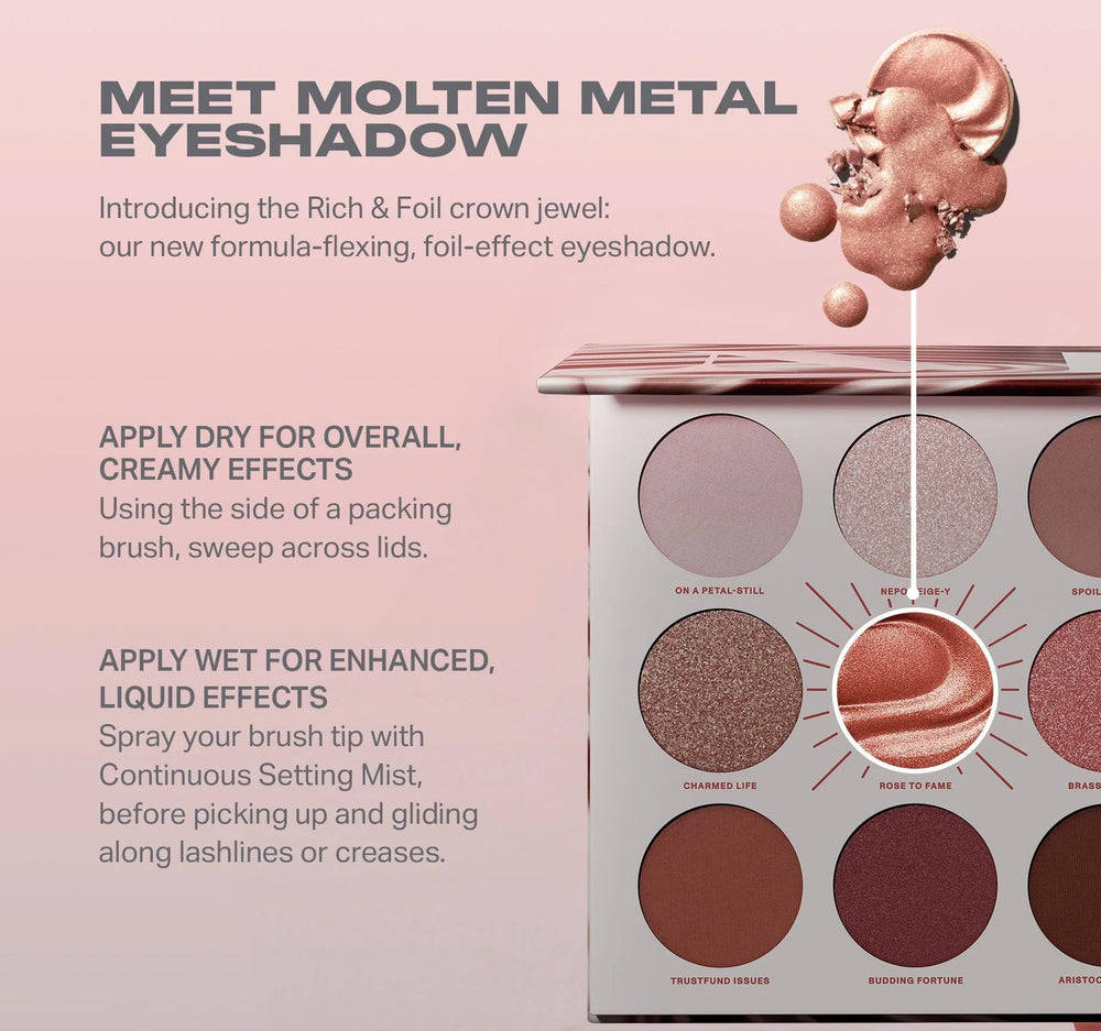 Morphe Rich & Foiled Artistry Palette shimmer-shade closeup with luminous lids