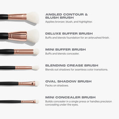 Morphe Rose Away synthetic bristles provide smooth, even makeup pickup.