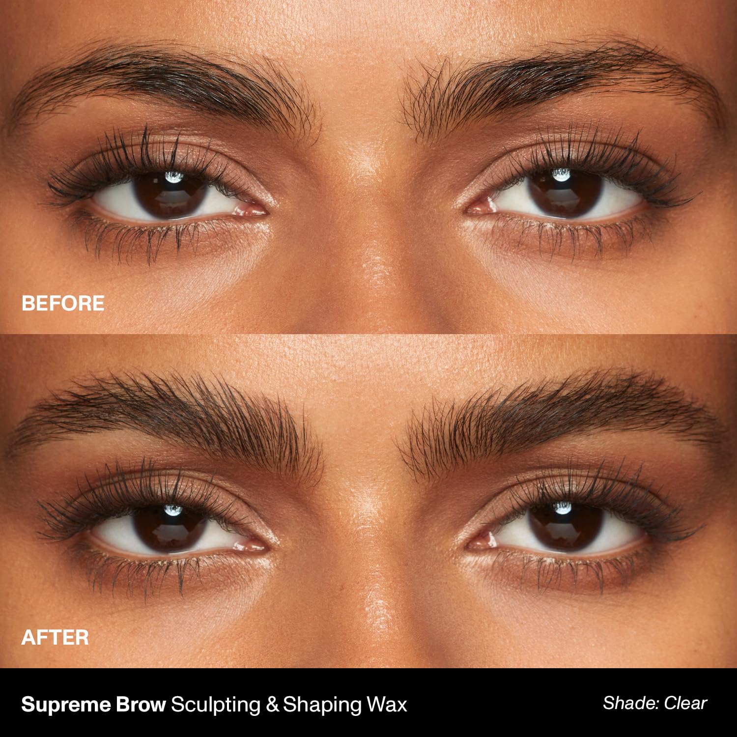 Morphe Supreme Brow Wax clear app brush demonstrates precise application for defined brows