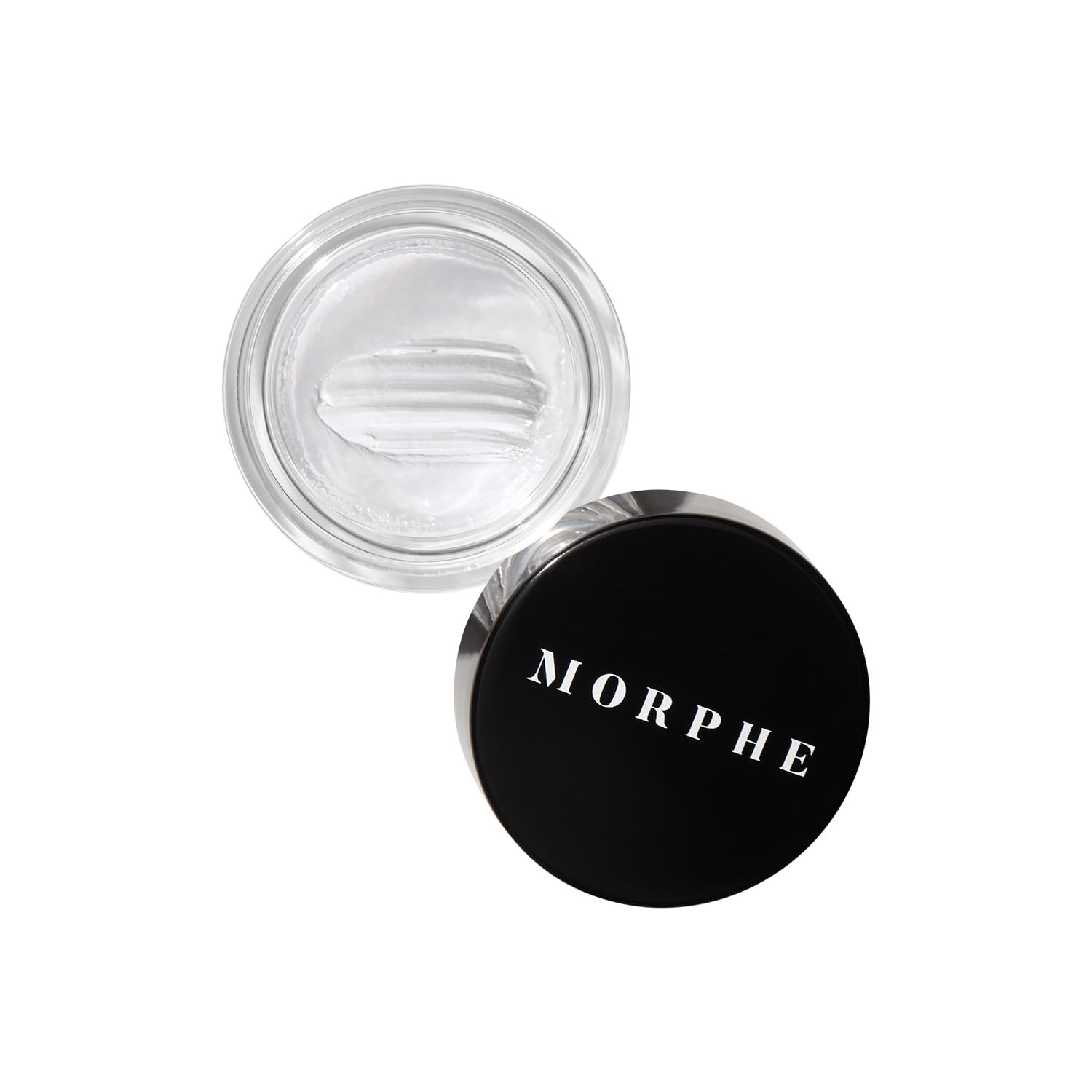 Morphe Supreme Brow Wax clear packaging closeup for long-lasting hold without stiffness