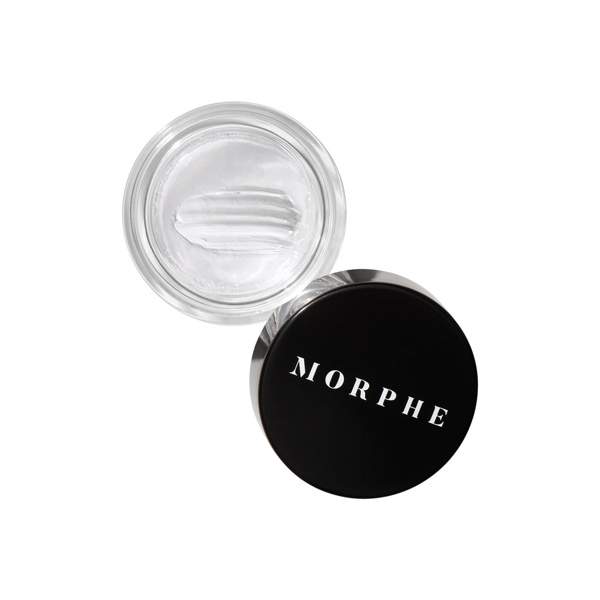 Morphe Supreme Brow Wax clear packaging closeup for long-lasting hold without stiffness