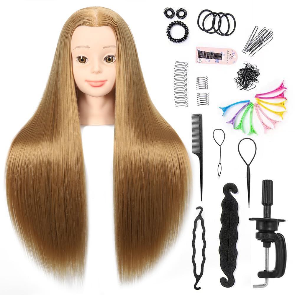 MORRIS mannequin head with 28-inch synthetic hair, ideal for braiding practice