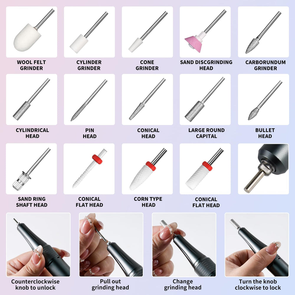 Moskany aluminum alloy nail drill body—strong yet lightweight.