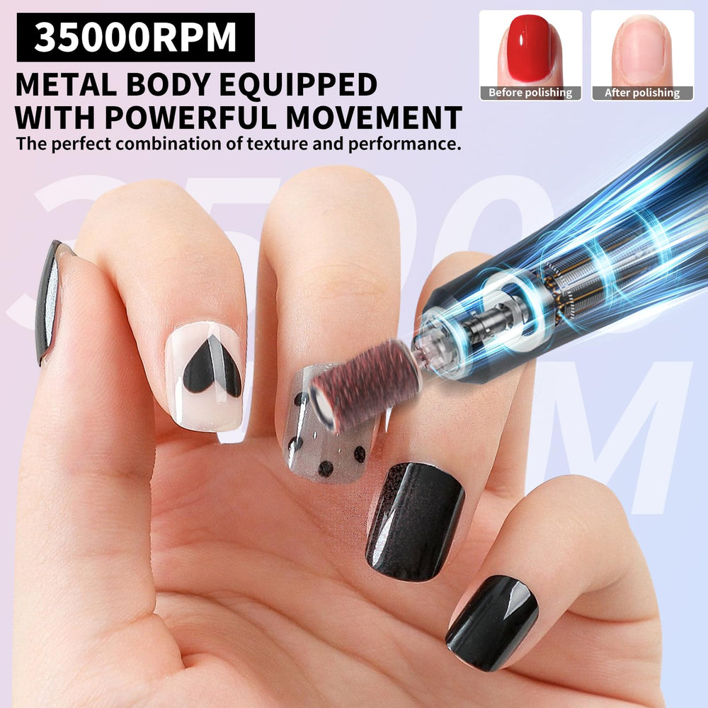 Moskany nail care setup featuring belt clip for easy transport.