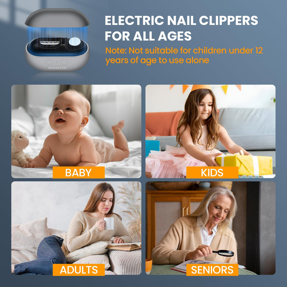 MOSKESON nail clipper USB-rechargeable power with long-lasting LED light.