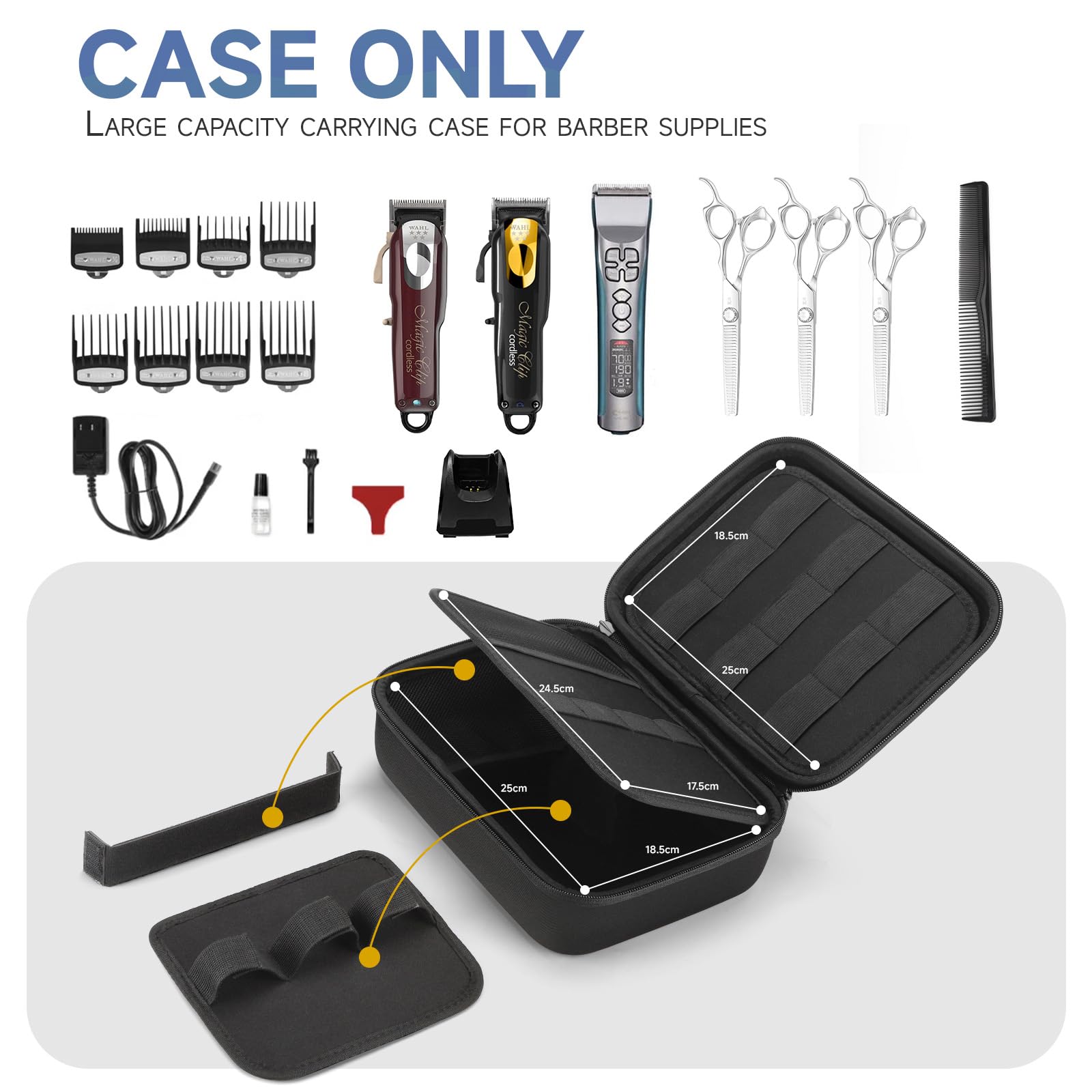 MOSLA barber bag uses durable EVA material with shockproof, splash-proof protection.