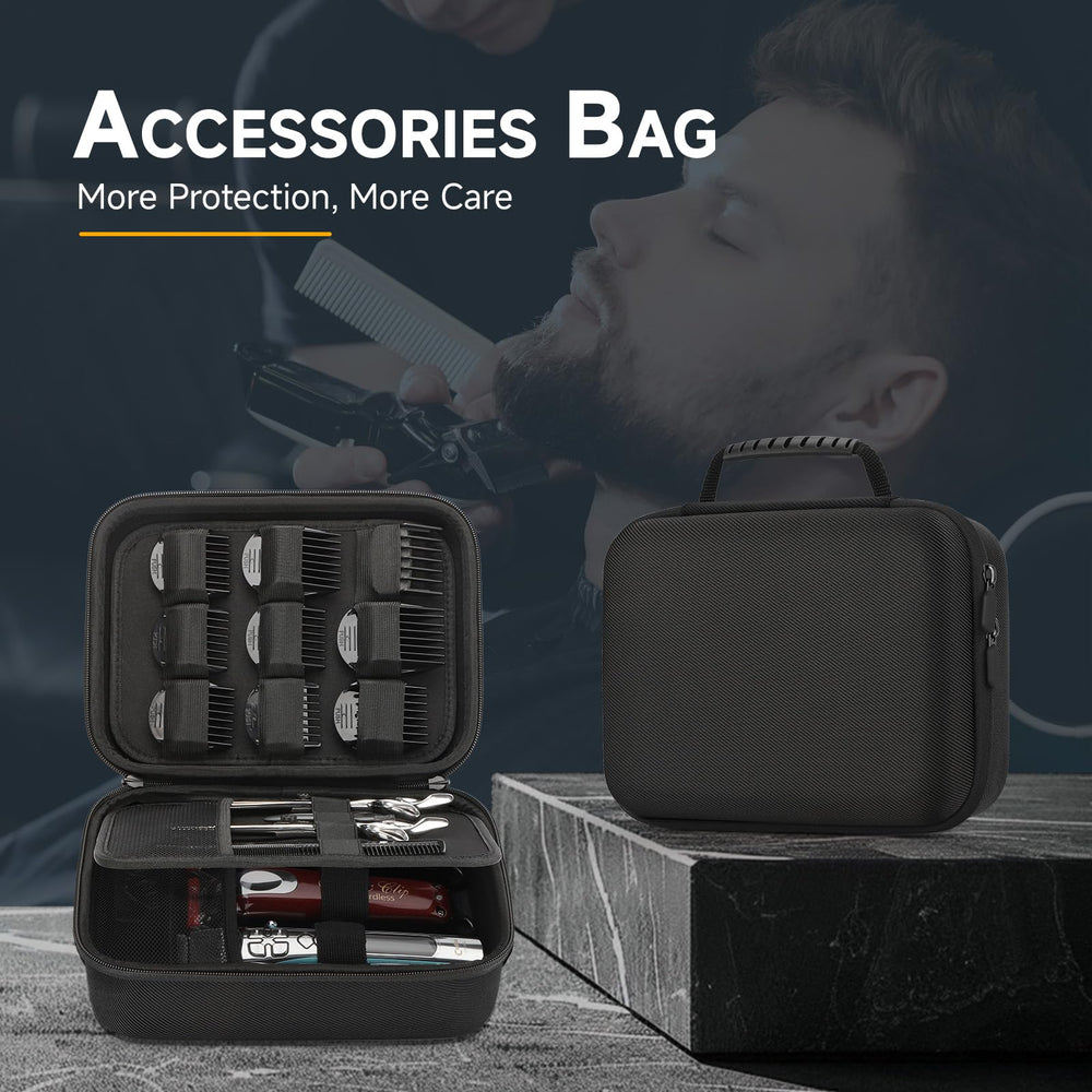 MOSLA hard barber case with a sturdy handle for travel, work, or home.