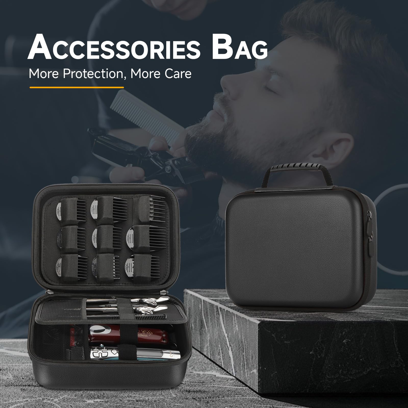 MOSLA hard barber case doubles as makeup kit storage for travel or home