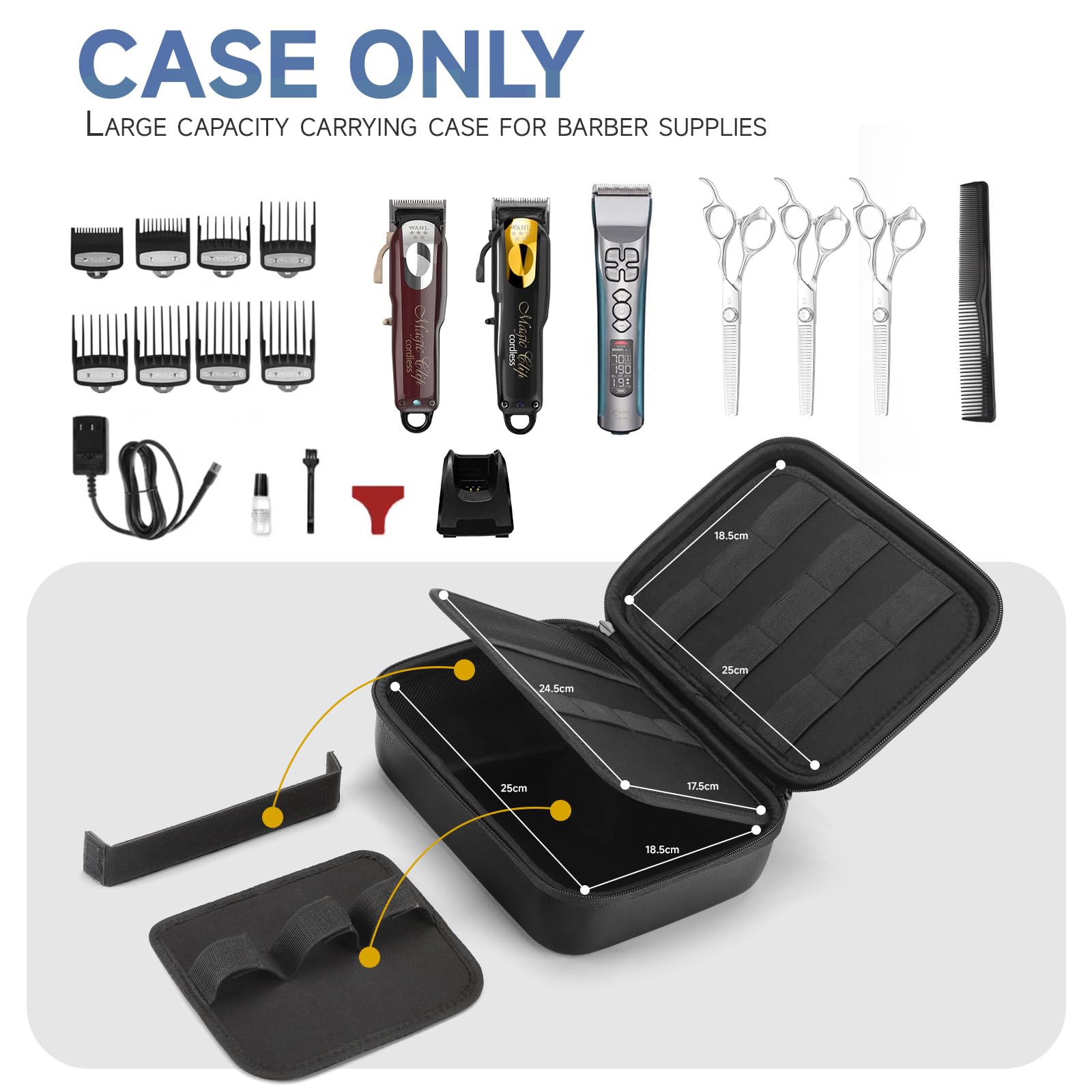 MOSLA hard barber case zipper closure ensures smooth access to tools